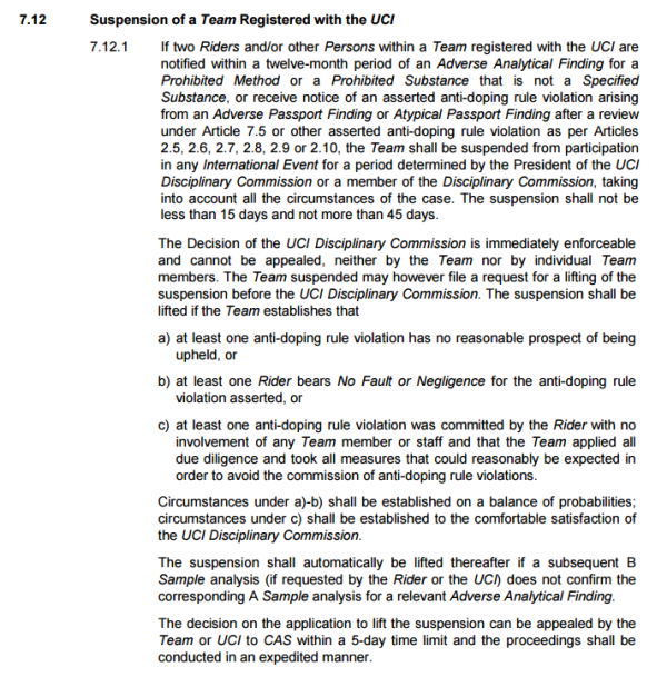uci rule 7.12