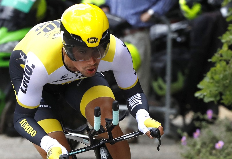 Slovenian rider Primoz Roglic of Lotto Jumbo on the way of the TTT 9th stage of Giro d’Italia cycling race from Radda in Chiantie to Greve in Chianti, 15 May 2016. ANSA/CLAUDIO PERI